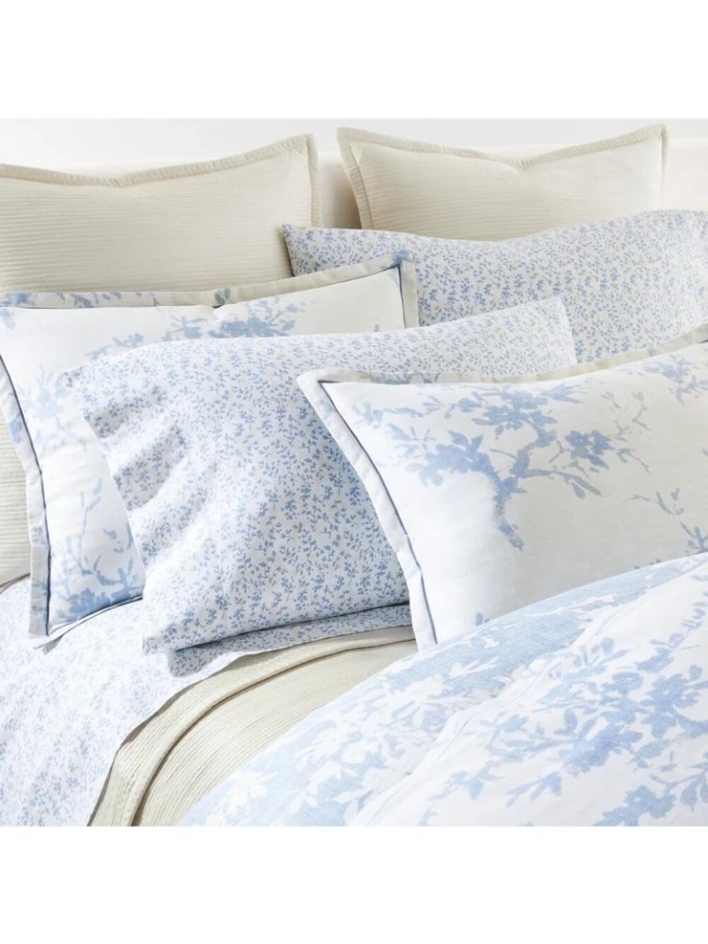 NWT Lauren Ralph Lauren Eva Cream Comforter Set Cream Blue Size Full/Queen - Picture 2 of 11